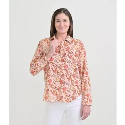 Pomegranate Inc Mila Floral Blush Button Down Blouse Hot