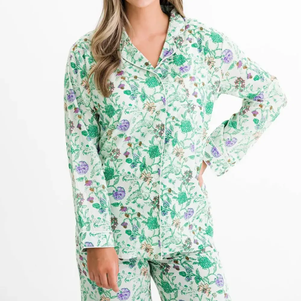 Pomegranate Inc Mila Floral Emerald Pajama Top Sale
