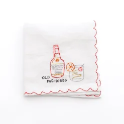 Pomegranate Inc Mixed Drink Embroidered Linen Cocktail Napkins | Set of 6 Outlet