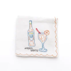 Pomegranate Inc Mixed Drink Embroidered Linen Cocktail Napkins | Set of 6 Outlet