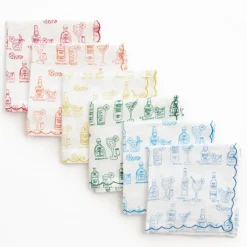 Pomegranate Inc Mixed Drink Printed Linen Cocktail Napkins | Set of 6 Hot