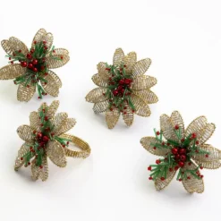 Pomegranate Inc Multi Flower Beaded Napkin Ring | Set of 4 Hot
