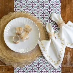 Pomegranate Inc Mustard Poplar Leaf Napkin Rings | Set of 4 Hot