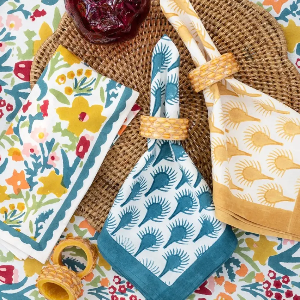 Pomegranate Inc Mustard Round Resin Beaded Napkin Ring | Set of 4 Online