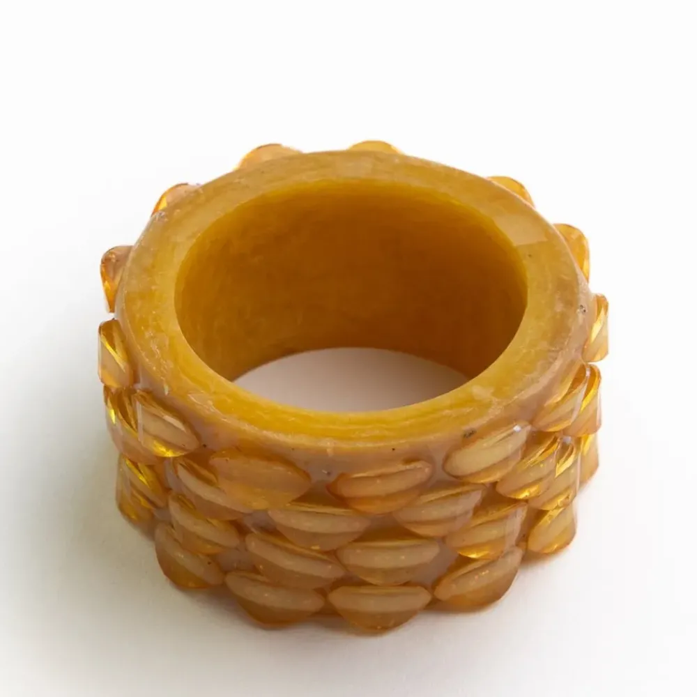 Pomegranate Inc Mustard Round Resin Beaded Napkin Ring | Set of 4 Online