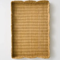 Pomegranate Inc Natural Wicker Scalloped Rectangle Tray Best