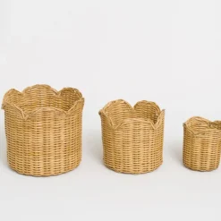Pomegranate Inc Natural Wicker Scalloped Container New