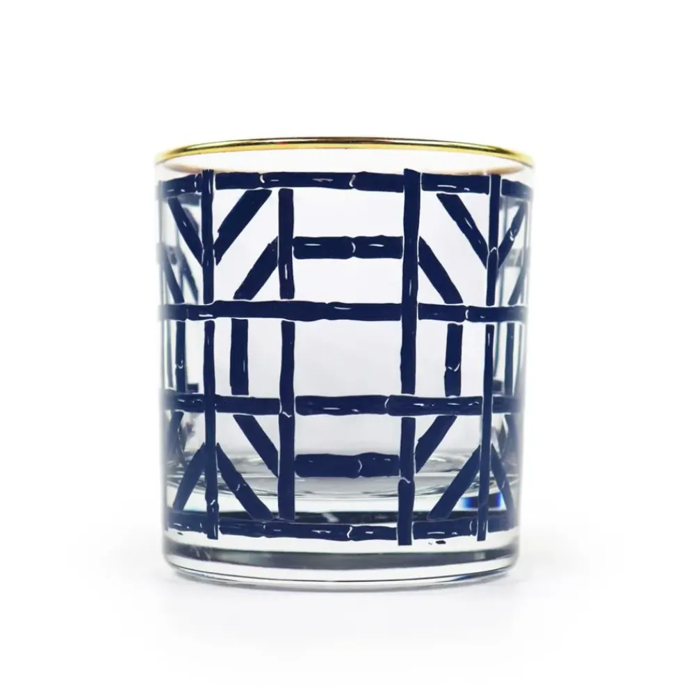 Pomegranate Inc Navy Bamboo Bourbon Glass | Set of 4 Clearance