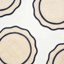 Pomegranate Inc Navy Blue Scalloped Edge Natural Fiber Round Placemats Sale
