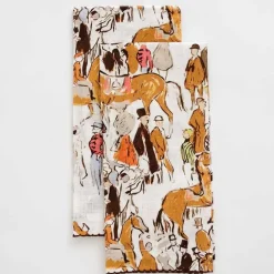 Pomegranate Inc Paddock Scene Linen Fingertip Towels | Set of 2 Best