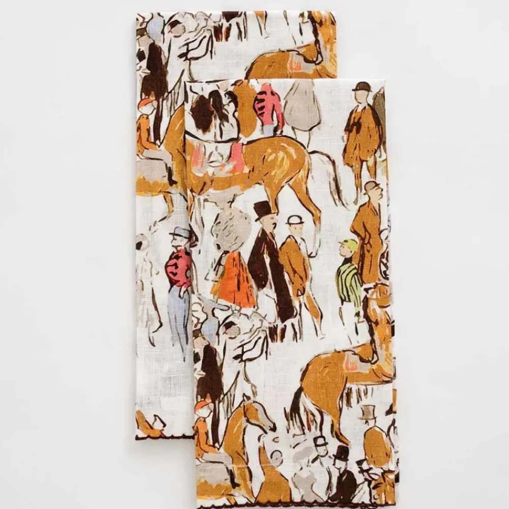 Pomegranate Inc Paddock Scene Linen Fingertip Towels | Set of 2 Best