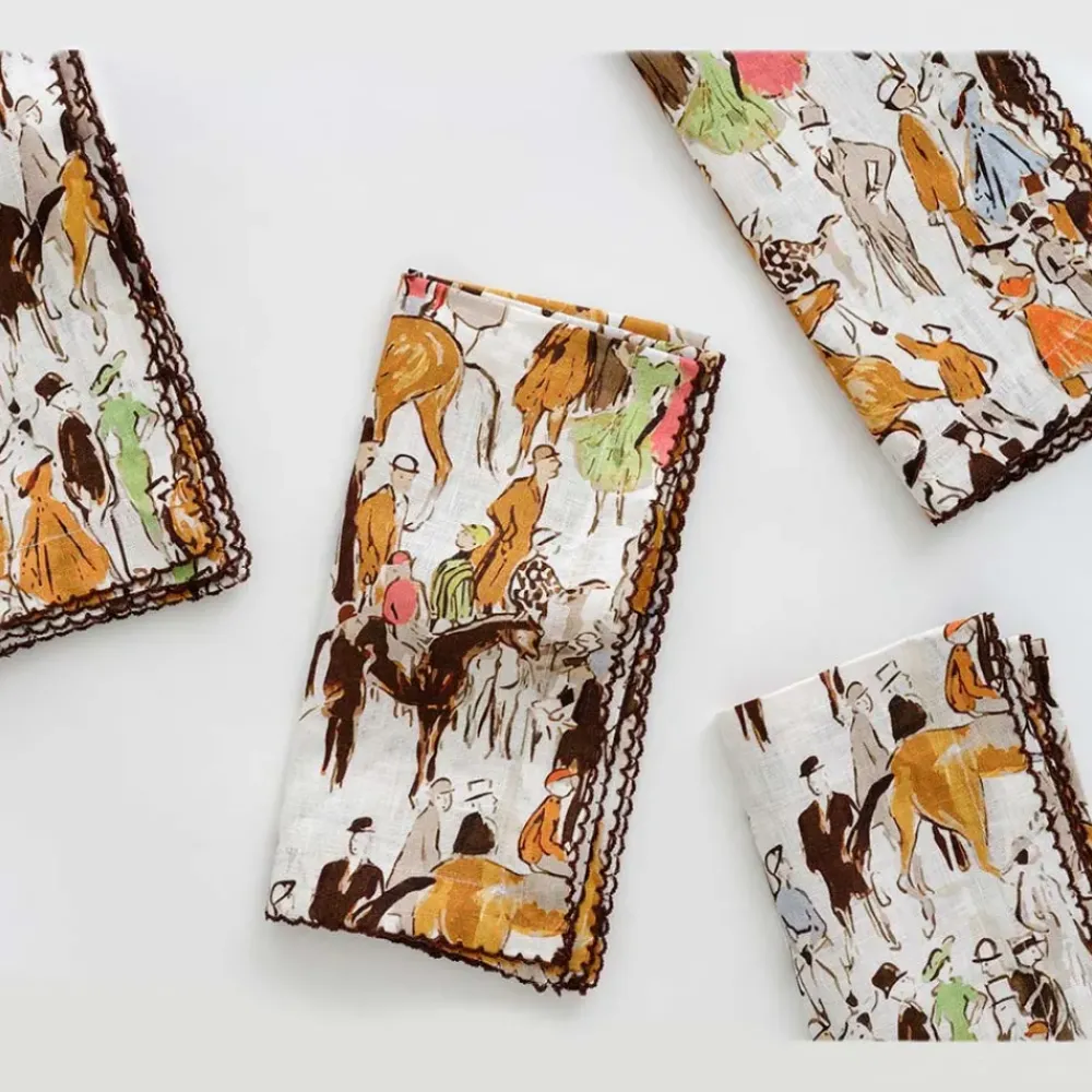 Pomegranate Inc Paddock Scene Linen Napkin Outlet