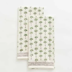 Pomegranate Inc Palm Tree Dot Green Tea Towels | Set of 2