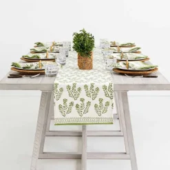 Pomegranate Inc Phlox Green Table Runner New