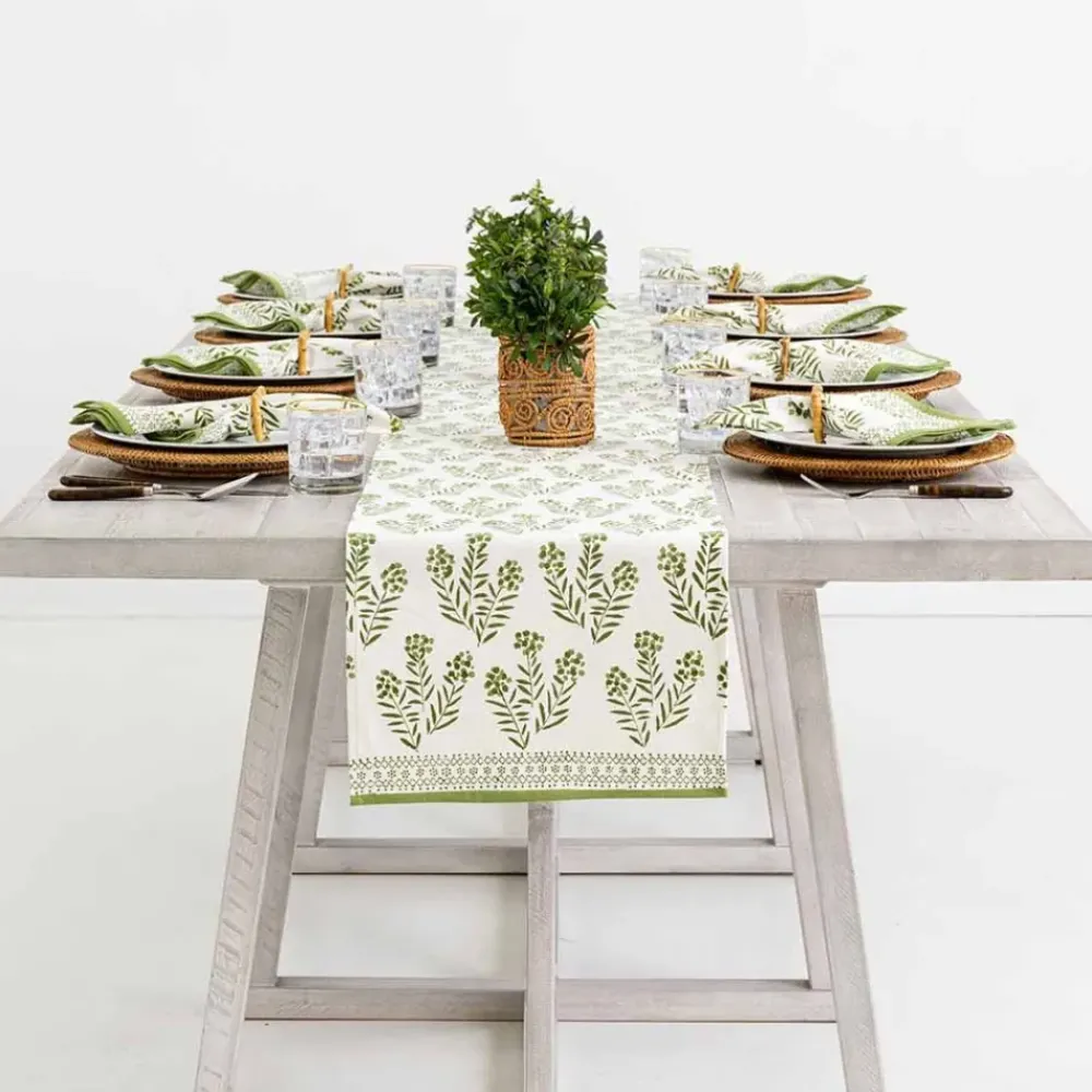 Pomegranate Inc Phlox Green Table Runner New