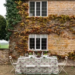 Pomegranate Inc Pom Bells Basil & Magenta Tablecloth New