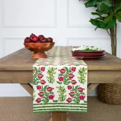 Pomegranate Inc Pom Bells Basil & Magenta Table Runner Sale