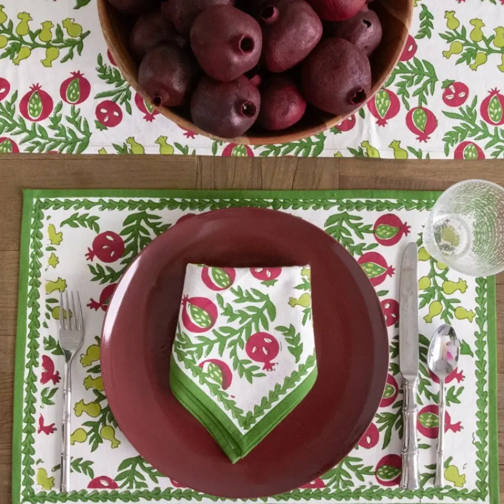 Pomegranate Inc Pom Bells Basil & Magenta Placemat Hot