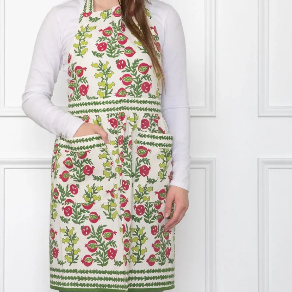 Pomegranate Inc Pom Bells Basil & Magenta Apron Discount