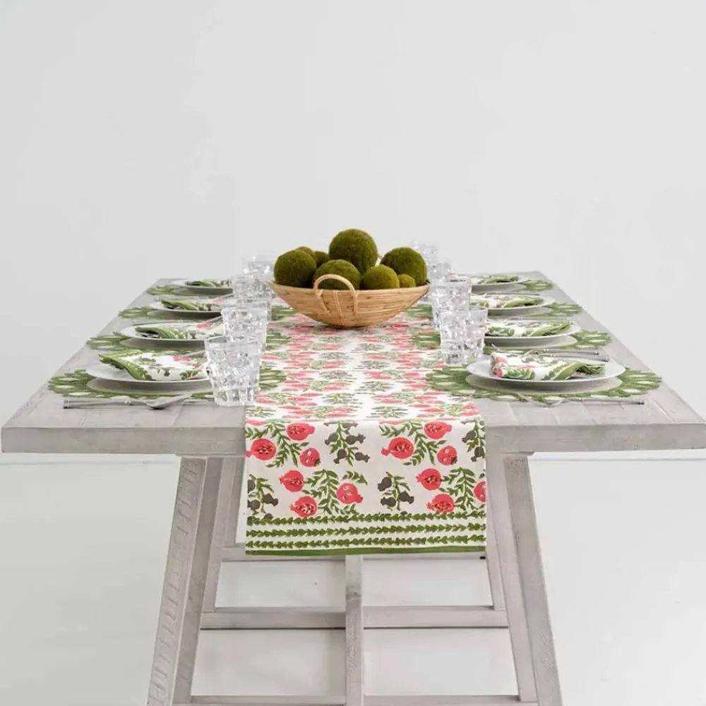 Pomegranate Inc Pom Bells Fern & Poppy Table Runner Discount