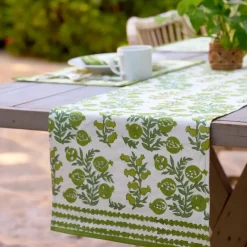 Pomegranate Inc Pom Bells Green Table Runner New