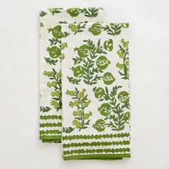 Pomegranate Inc Pom Bells Green Tea Towels | Set of 2 Online