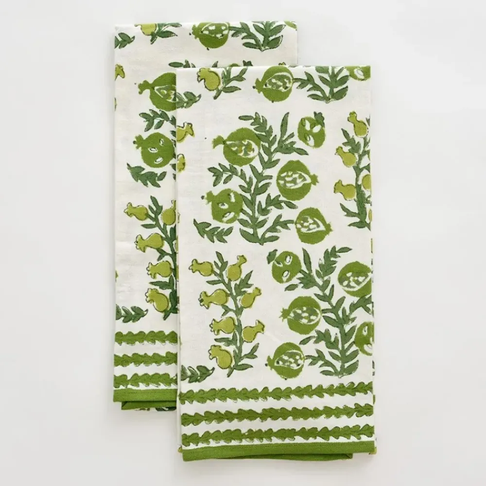 Pomegranate Inc Pom Bells Green Tea Towels | Set of 2 Online