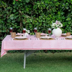 Pomegranate Inc Pom Buti Pink Tablecloth New