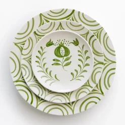Pomegranate Inc Pomegranate Crest Green Appetizer Plate | Set of 4 Hot