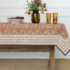 Pomegranate Inc Pomegranate Garden Plum & Ochre Tablecloth New