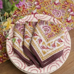 Pomegranate Inc Pomegranate Garden Plum & Ochre Napkin | Set of 4 Outlet