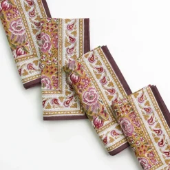 Pomegranate Inc Pomegranate Garden Plum & Ochre Napkin | Set of 4 Outlet