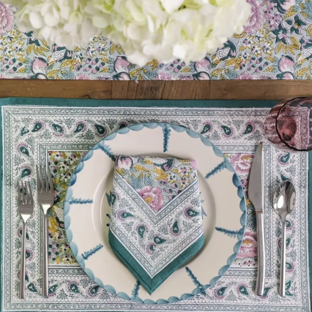 Pomegranate Inc Pomegranate Garden Teal & Lilac Placemat | Set of 4 Hot