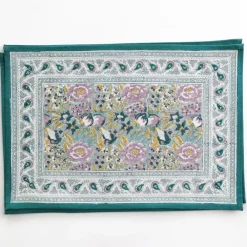 Pomegranate Inc Pomegranate Garden Teal & Lilac Placemat | Set of 4 Hot