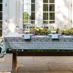 Pomegranate Inc Pomegranate Garden Teal & Lilac Tablecloth Outlet