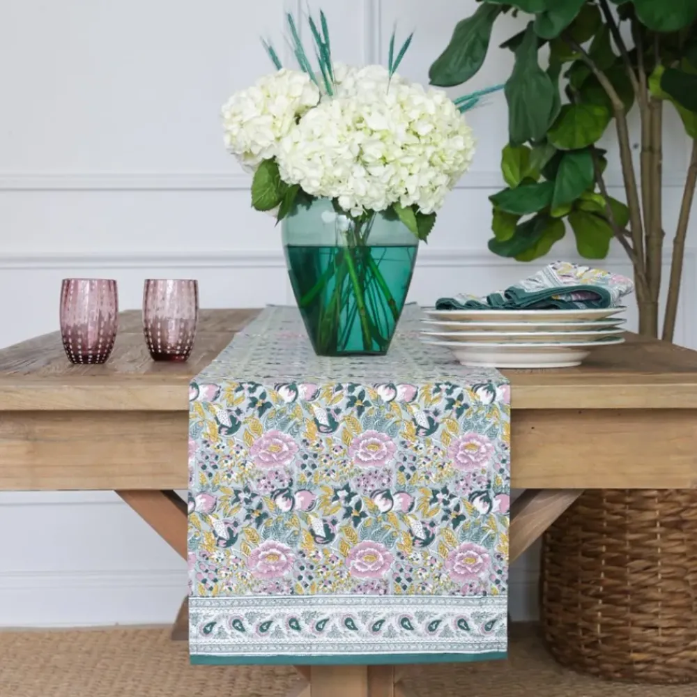 Pomegranate Inc Pomegranate Garden Teal & Lilac Table Runner Discount