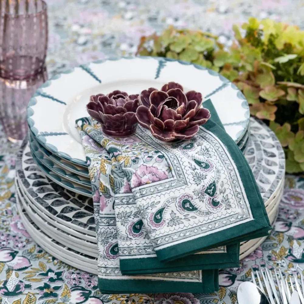 Pomegranate Inc Pomegranate Garden Teal & Lilac Napkin | Set of 4 Sale
