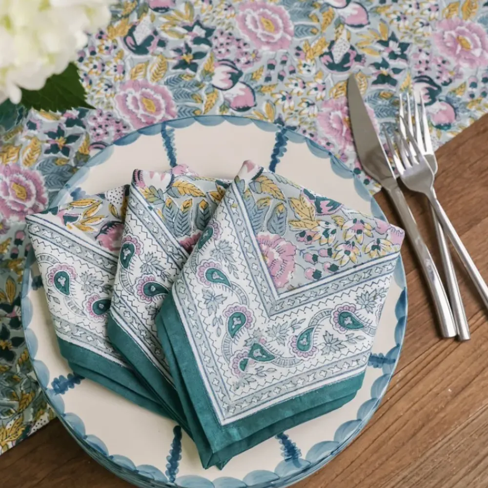 Pomegranate Inc Pomegranate Garden Teal & Lilac Napkin | Set of 4 Sale