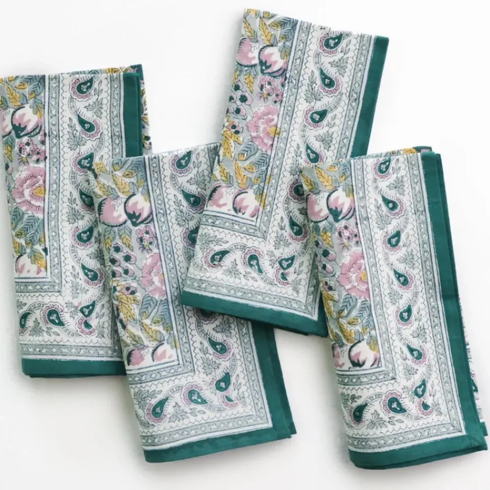 Pomegranate Inc Pomegranate Garden Teal & Lilac Napkin | Set of 4 Sale