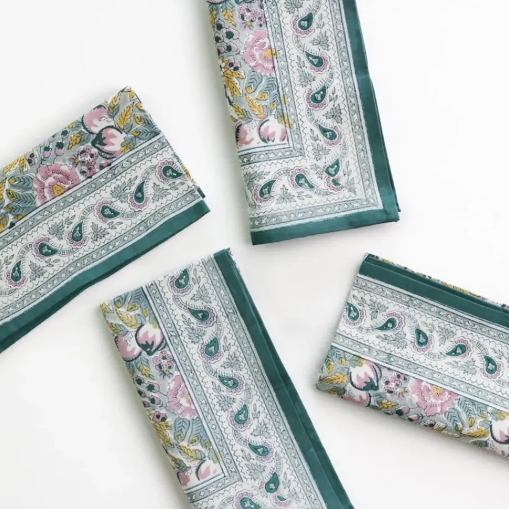 Pomegranate Inc Pomegranate Garden Teal & Lilac Napkin | Set of 4 Sale