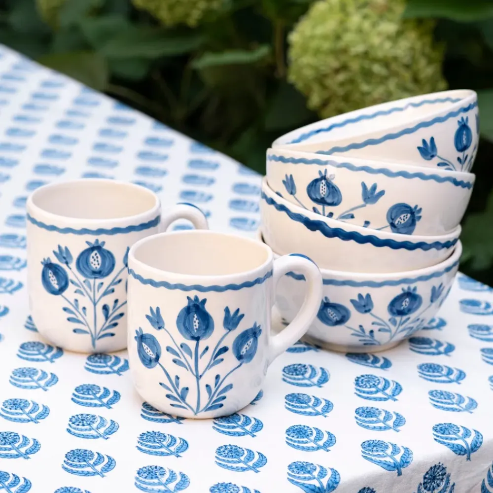 Pomegranate Inc Pomegranate Trio Sketch Cobalt Blue Mug | Set of 2