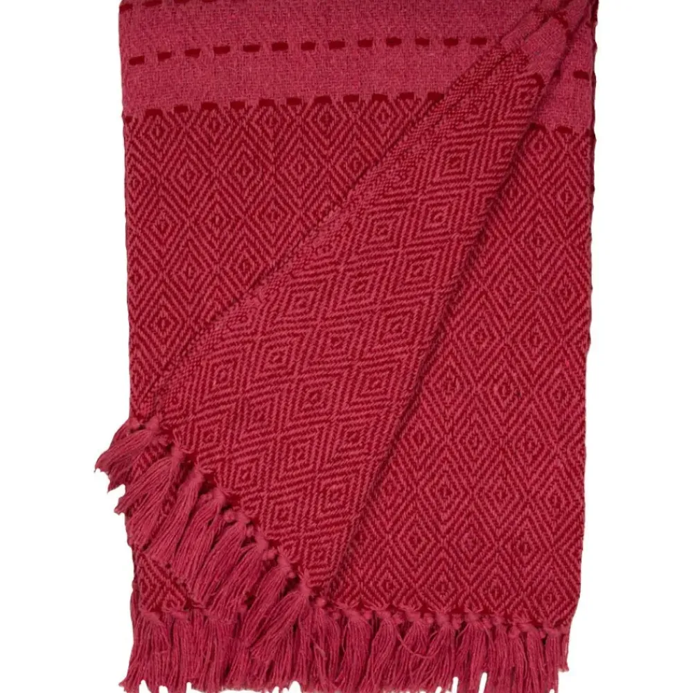 Pomegranate Inc Red & Pink Diamonds Woven Throw Online
