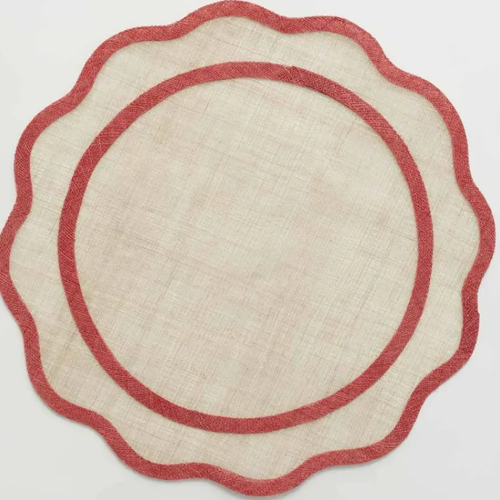 Pomegranate Inc Red Scalloped Edge Woven Placemats | Set 4 Clearance