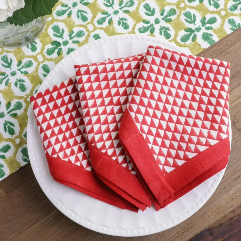 Pomegranate Inc Red Triangle Napkin | Set of 4 Online