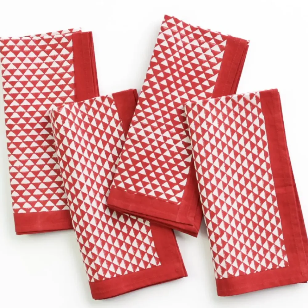 Pomegranate Inc Red Triangle Napkin | Set of 4 Online