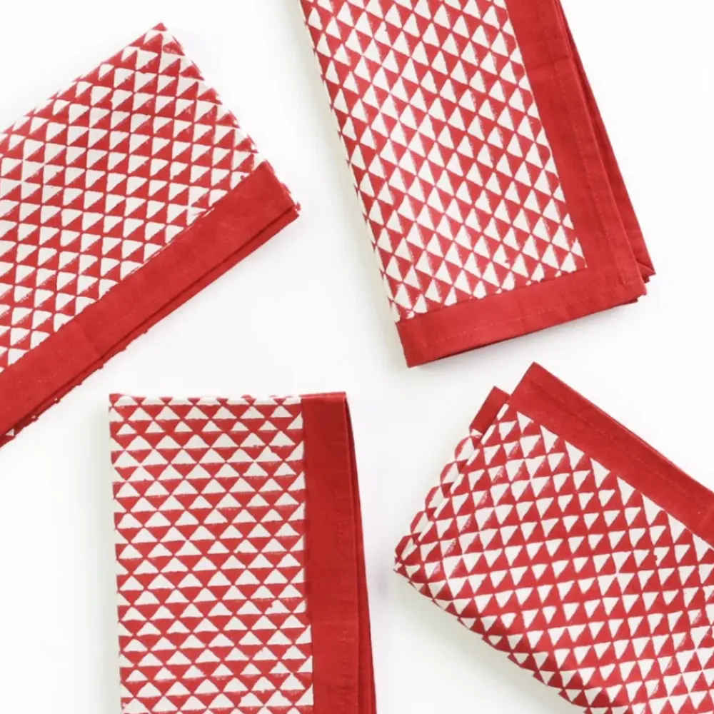 Pomegranate Inc Red Triangle Napkin | Set of 4 Online