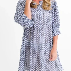 Pomegranate Inc Royal Clover Split Neck Shift Dress Clearance