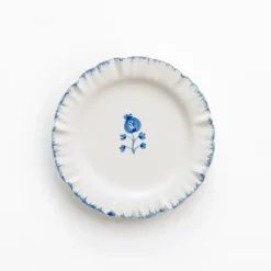 Pomegranate Inc Ruffled Cobalt Blue Appetizer Plate | Set of 4 New