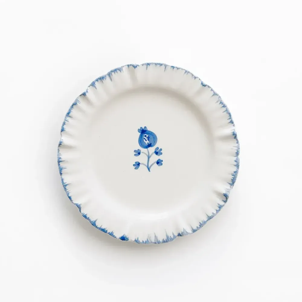 Pomegranate Inc Ruffled Cobalt Blue Appetizer Plate | Set of 4 New