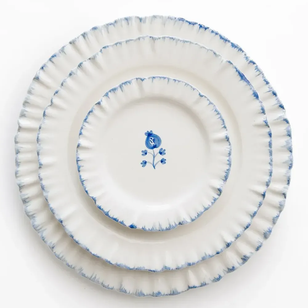 Pomegranate Inc Ruffled Cobalt Blue Appetizer Plate | Set of 4 New